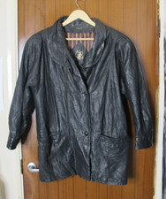 Vintage Betty Barclay Ladies 100% Leather Jacket Coat Uk 12 80's Shoulder Pads