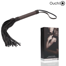Elegante Frustino Flogger in Morbido Cuoio Rigenerato con Robusto Manico Ouch!