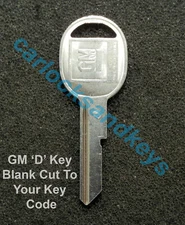 1968, 72, 76, 80, 87-90 Buick Skylark OEM GM 'D' Key Blank Cut To Your Key Code