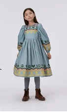 Molo EUC Cilia Nordic Vibe 100% Cotton Blue Knee Length Dress Girls S/M 170