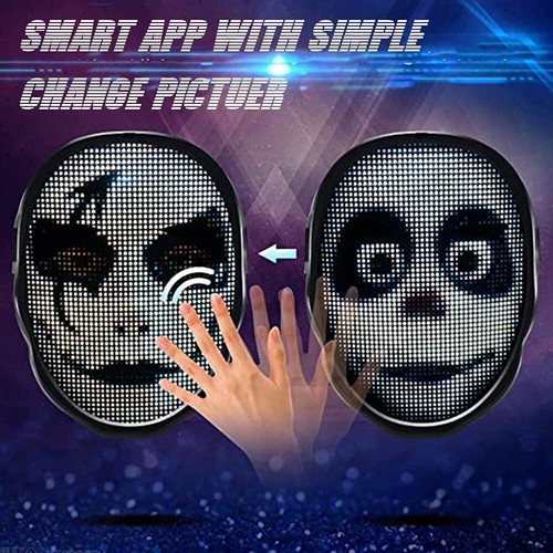 LED Mask Halloween Light Up Mask Kid Men Women Dj Masks Costume Party Cosplay DE - Bild 3 von 12