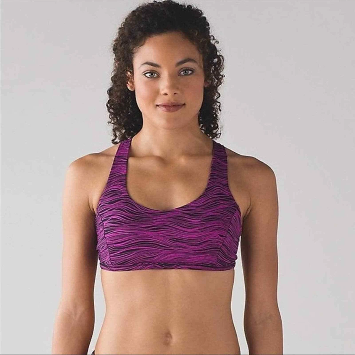 Lululemon Free To Be Tranquil Bra in Life Lines Polar Pink Black Size 8  Athletic