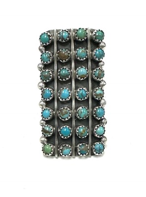Native American Sterling Silver Navajo Handmade Turquoise cluster Ring Size 7.25