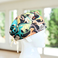 PREMIUM Large PrintDinosaur~ Surgical Cap, CNA, RN, MD, NP, Tech, gift