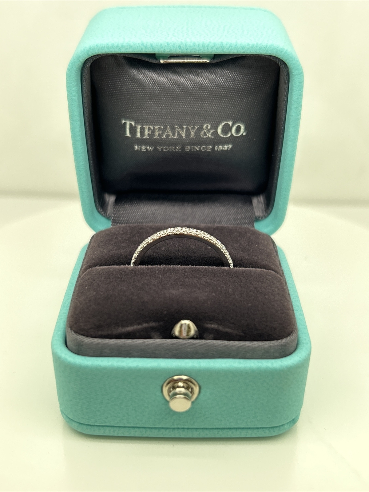 Tiffany Co Soleste 950 Platinum Diamond Half Eternity Band Size