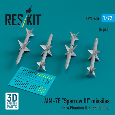 AIM-7E Sparrow III Missiles 4 pcs 1:72 3D Printed ResKit RS72-0455