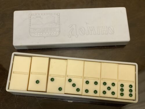 Juego de dominó baquelita vintage de la Unión Soviética 1970 en caja original Korets URSS - Imagen 11 de 16