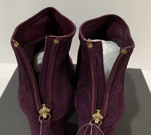 BOTINES AQUAZZURA DOWNTOWN GAMUZA TACONES PÚRPURA CIRUELA VINO BOTAS TALLA 39 NUEVOS $795 - Imagen 8 de 11