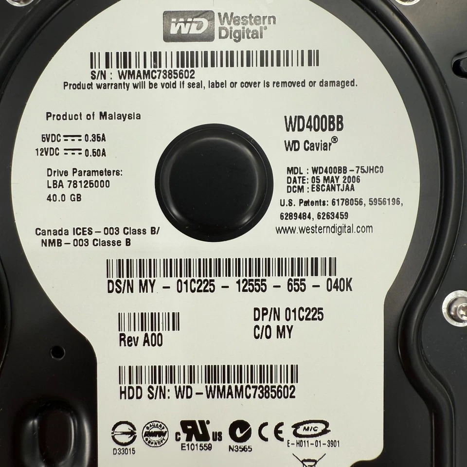 Western Digital 40GB WD400BB Internal 7200 RPM Hard Disk Drive Untested - Image 3 of 4