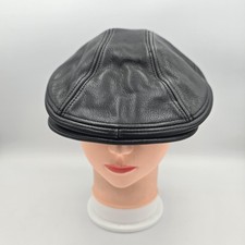 Vintage Unbranded Black Made In USA Genuine Leather Newsboy Ivy Hat Size L/XL