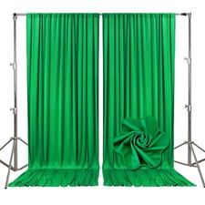 2 Panels 10x10ft Grass Green Backdrop Curtains, Satin, Rod Pockets, Party
