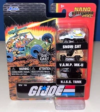 Jada Nano Hollywood Rides GI JOE 1:87 Diecast 3 Pack MOC VAMP Snow Cat HISS Tank