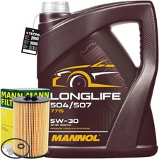 MANN-FILTER ÖLFILTER + 5L MANNOL LONGLIFE 5W-30 MOTORÖL für VW 504 507.00 5W30