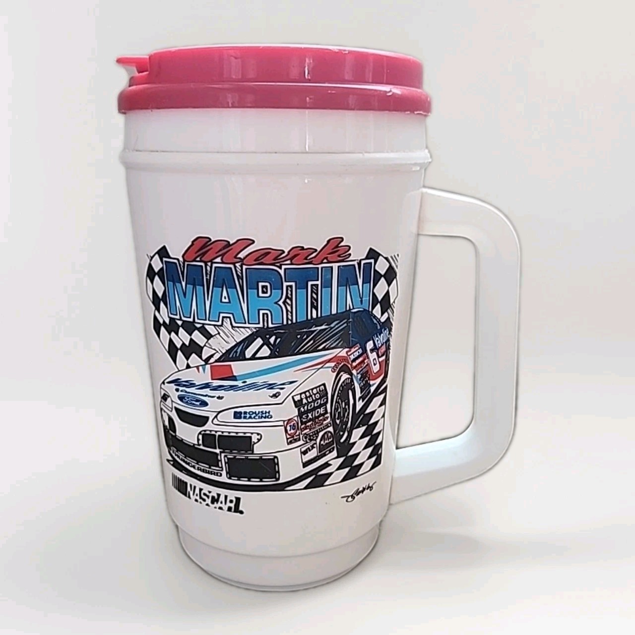 Rare | mark martin #6 tall nascar plastic mug + lid | htf sports merchandise