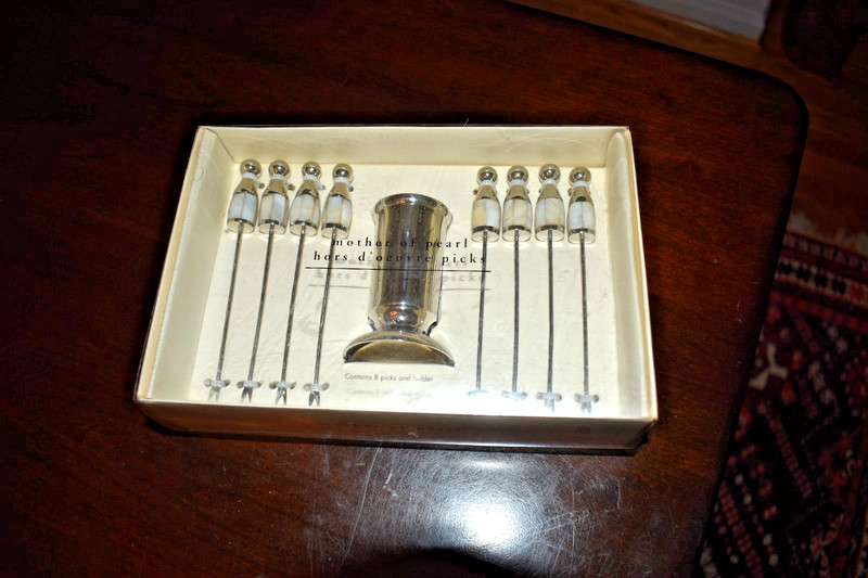 Pier 1 Imports Mother Of Pearl Appetizer Party Picks Hors D’oeuvres Metal Silver