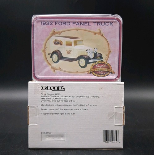 B625 1994 New Campbell Soup Ertl 1932 Ford Panel Truck In Tin Box NIB