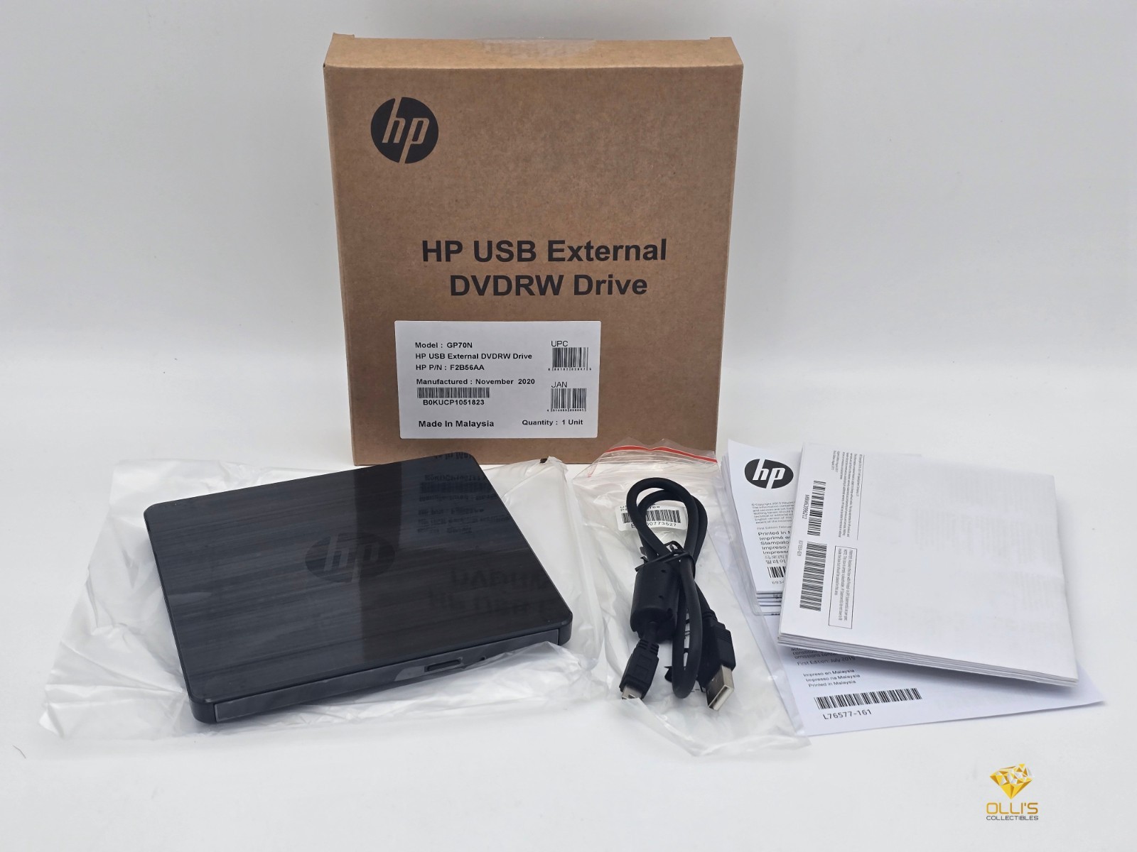 HP GP70N Externes Laufwerk DVD RW USB + Double-Layer Brennfunktion Slim Brenner