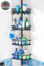 Corner Shower Caddy Tension Pole: 4-Tier Large Capacity Bathroom Organizer Shelf