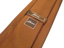 Men's Brioni All Silk Textured Brown Handmade Necktie Italy