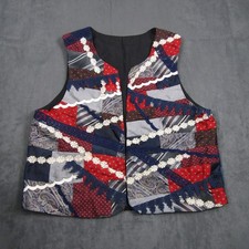 Patchwork Vest Mens XL Multi-Color Paisley Lace Trim Boho Quilted Back