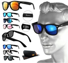 Rennec Sonnenbrille Herren Schwarz Matt Verspiegelt Nerd Markenbrille BOX R14R12