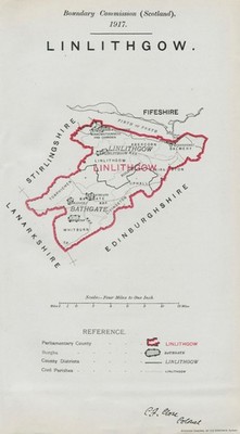 Linlithgow Parliamentary County. Scotland. BOUNDARY COMMISSION. Close 1917 map