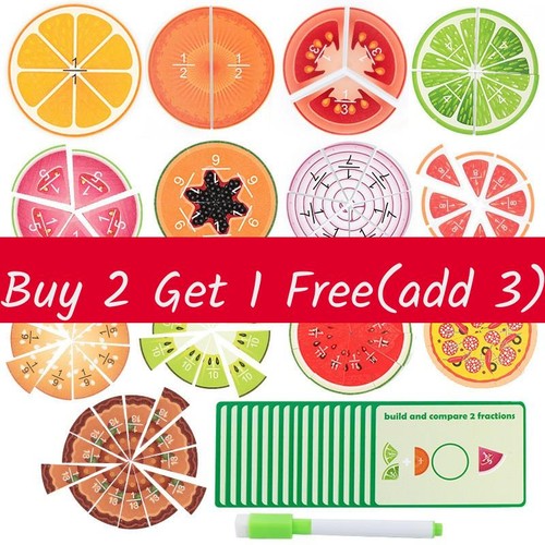 Fruit Fraction Board Educational Toy For Kids Learning Math Skills
