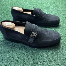 Gianni Versace Men's Black Slip On Business Loafers Shoes Leather Suede SZ 11.5