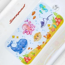 Secopad Kids Bath Mat for Tub Non Slip, 27.5in x 15in Large Cartoon Anti Slip...