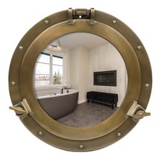 Porthole Mirror - 12 Inch Brass Finish Nautical Wall D cor for Bathroom and...