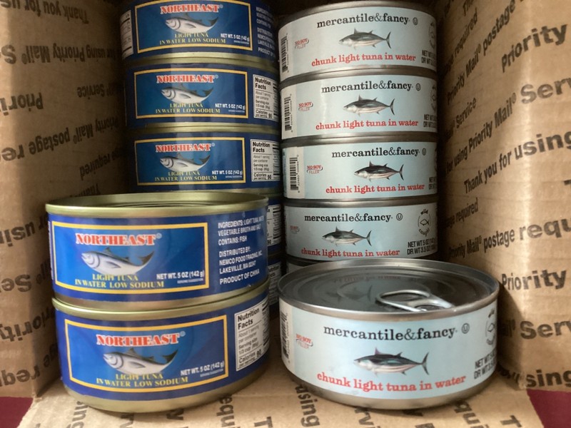 MERCANTILE & FANCY chunk light tuna & NORTHEAST  light  in water 3.5oz. BBD 2029