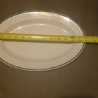 Buffalo Oval Ceramic Platter Green Trim 13 in White Glossy Pottery — photo 2
