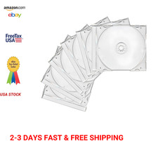 6 Pack CD Storage Cases Slim Plastic Jewel Box with Black Tray, Clear Protective