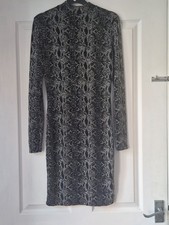 #ladies dress River Island Long Sleeve High Kneck SnakeSkin Sparkly Dress S.10