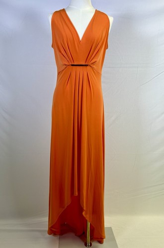 VTG Michael Kors Sleeveless Pleated High Low Orange Party Dress. Size S - Picture 1 of 12