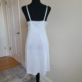 Vintage Sears Off White Nylon Slip Nightgown Lace Trim USA Lingerie S 32-34