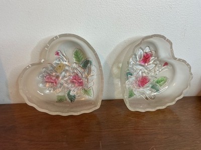 2 Studio Nova Mikasa Pink Red Flower Bouquet Rose Heart Shaped Bowl Candy Dishes