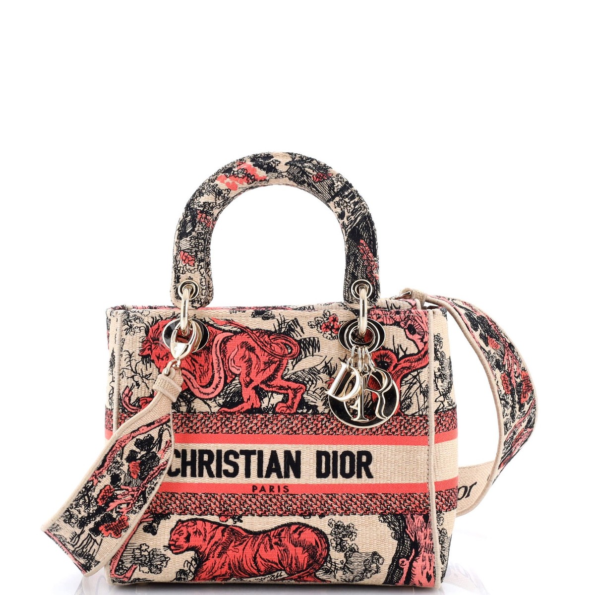 Christian Dior Lady D-Lite Bag Embroidered Raffia Medium | eBay