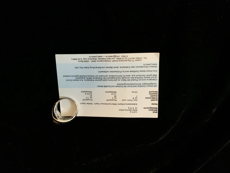 Perlen Ring aus Sterlingsilber mit Saphiren - Bild 4 von 4