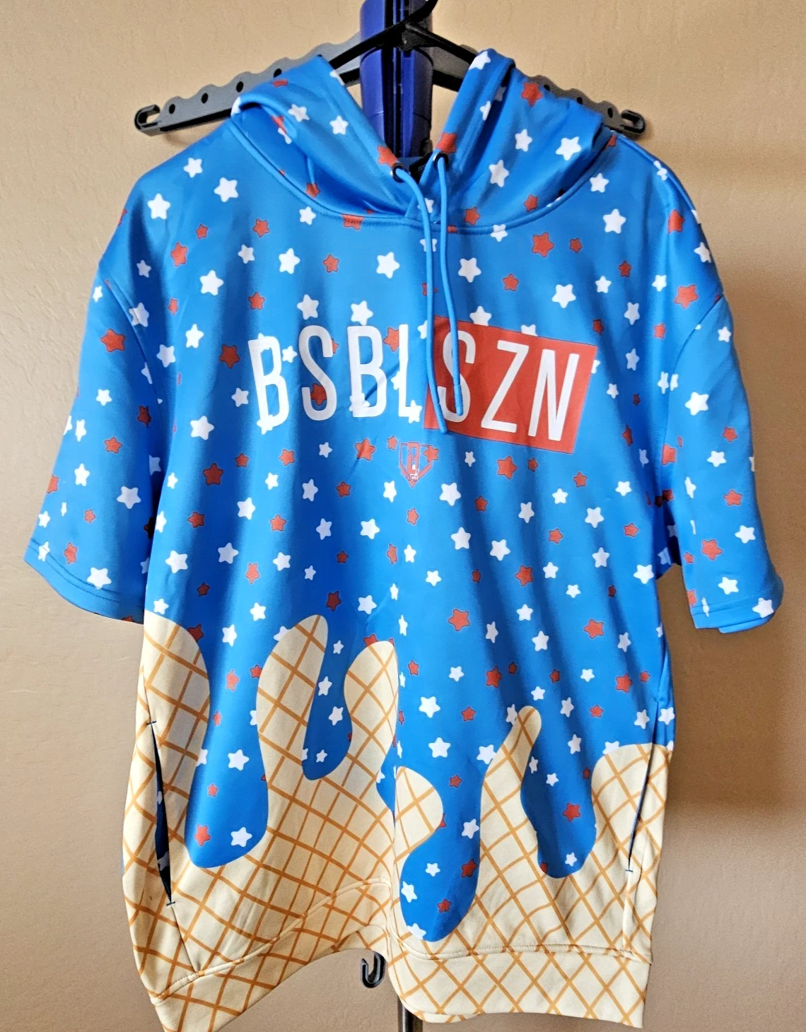 Baseball Lifestyle Short Sleeve Hoodie - BSBL-SZN - Men LARGE
