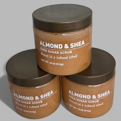 Walmart 3pc Lot Shea Sugar Scrub Almond & Shea - 18oz 510g - New (x3)
