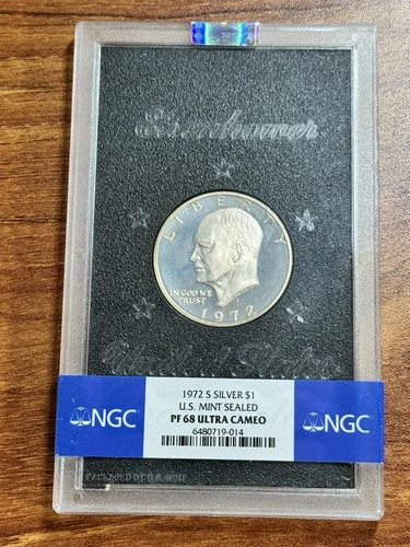1972 S Eisenhower Silver Dollar NGC PF68 Ultra Cameo U.S. Mint Sealed (Slab3033)