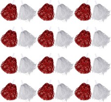 24 cheerleading pom poms metallic foil handle for sports dance