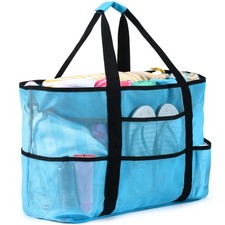 Mesh Beach Bag Extra Large Waterproof Sandproof Beach Tote Pool Swim Bag Trav...