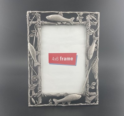 American Summer 4x6 Metal Photo Frame - Fish Fishing Rod 