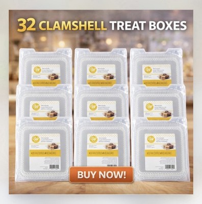 32 Wilton Clear Disposable Treat Boxes Clamshell Cookie Containers - Home Bakery