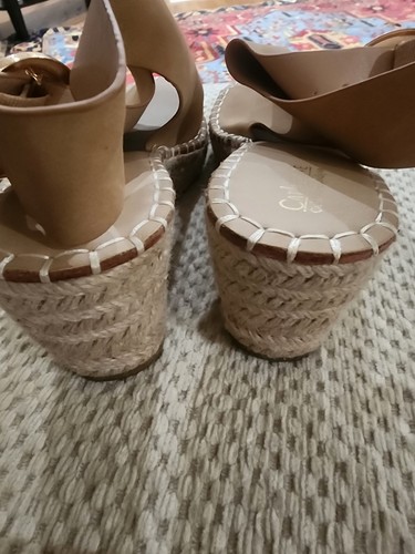 Catherine Malandrino Bone Suede Slingback Espadrille Wedge Sandals Sz 10 Cirkley - Picture 8 of 16