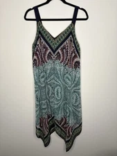 AB Studio Dress Womens Large Slip Asymmetric Hankerchief Hem Whimsy 90s Y2K VTG