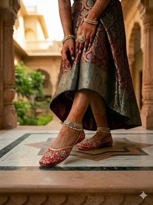 Women Wedding Shoes Indian Leather Handmade Jutties Red Ballerinas Mojaries US 7