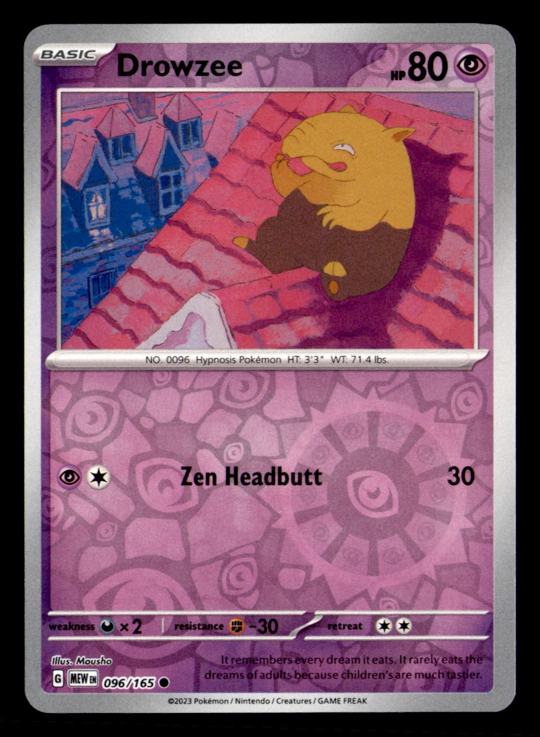 Drowzee 096/165 Common 151 Pokemon Reverse Holo Near Mint